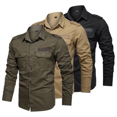 Men Autumn Shirt Flap Pocket Button Lapel Single-breasted Long Sleeve Warm Solid Color Plus Size Casual Spring Top for Daily Wear