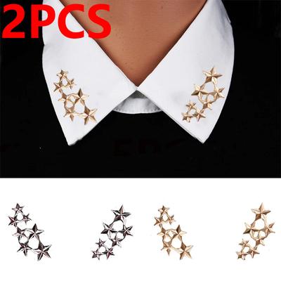2pcs Vintage Simple Style Golden Star Pentagram Brooch Pin Men A Pair Badge Brooches Clothes Decoration Fashion Jewelry