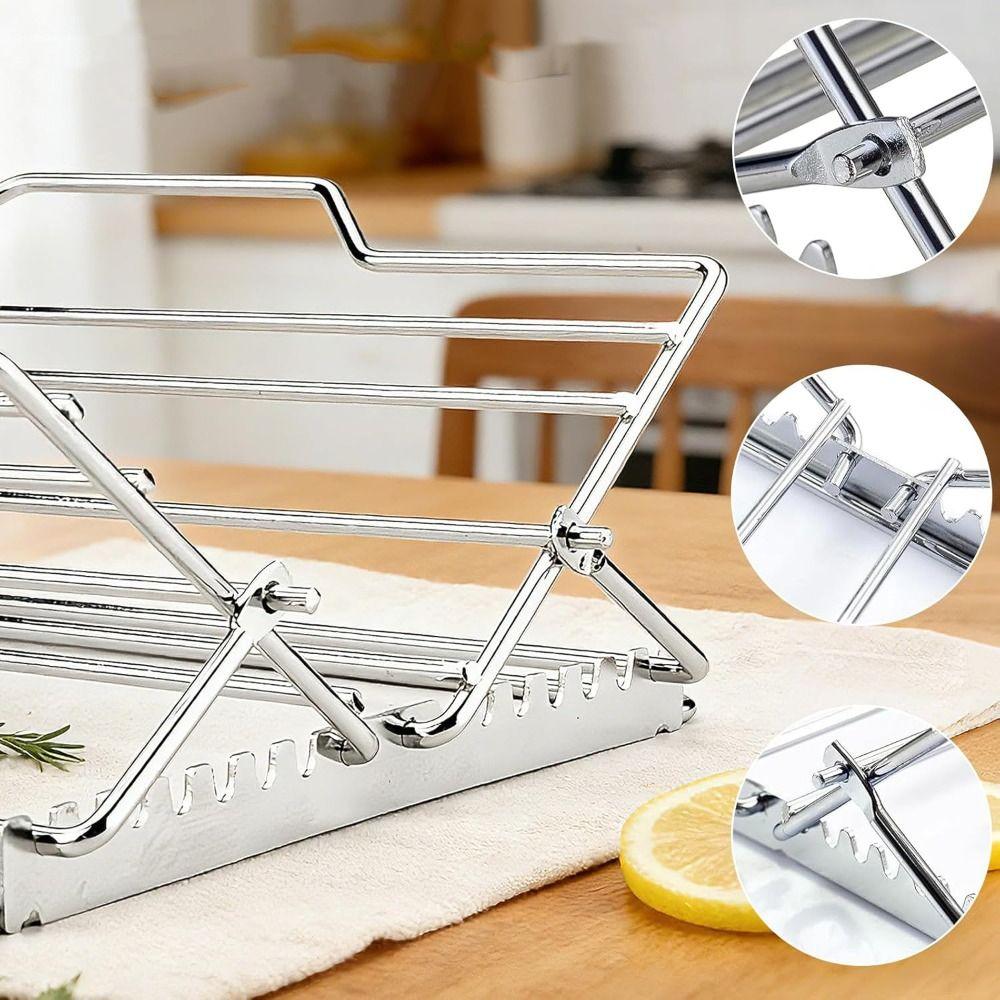 Adjustable Roasting Rack Non-Stick Turkey Chicken Rack Premium Foldable Oven Rack  Dishwasher