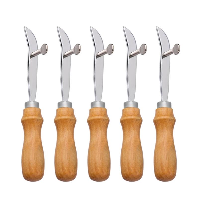 Wood Handle Leather Edging Creaser Tool Adjustable Leather Skiving Working Tool for Leather Craft 0.5mm 1.2mm 1.5mm