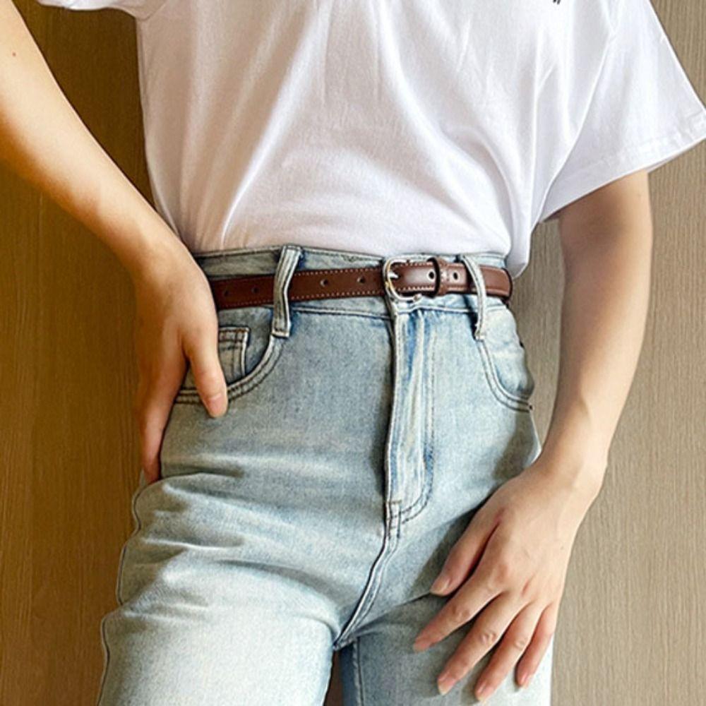 Strap Leather Fashion Belt Zinc Zinc Alloy Buckle Korean Style Waistband PU Leather Waist Belt  Spicy Girl