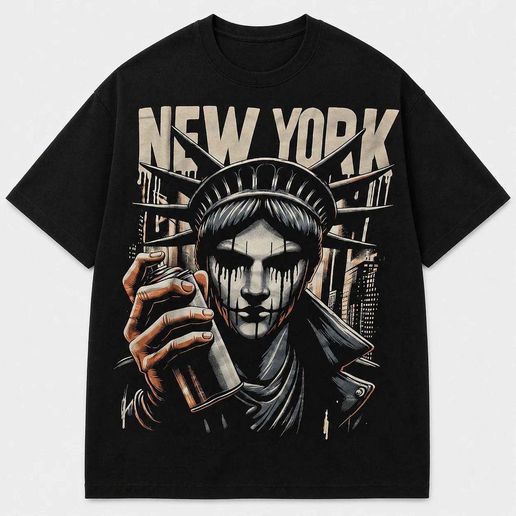 New York T-shirt with Statue of Liberty print, sizes S-5XL