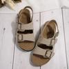 Women's Sandal with Frosted Leather Belt Buckle for Summer, New Cork Beach Sandals for Women, Non Slip Flat Sandals