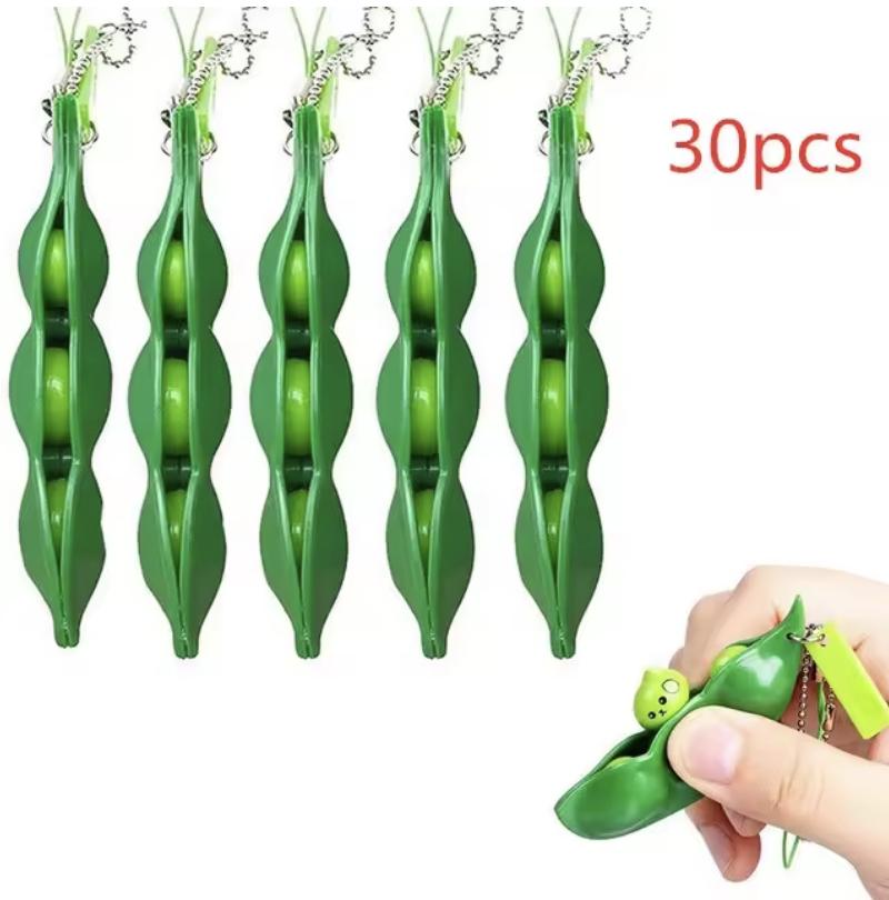 5pcs Fidget Toys Pack Portachiavi Decompression Edamame Toys Squishy Squeeze Peas Beans Keychain Cute Stress Adult Toy Key chain