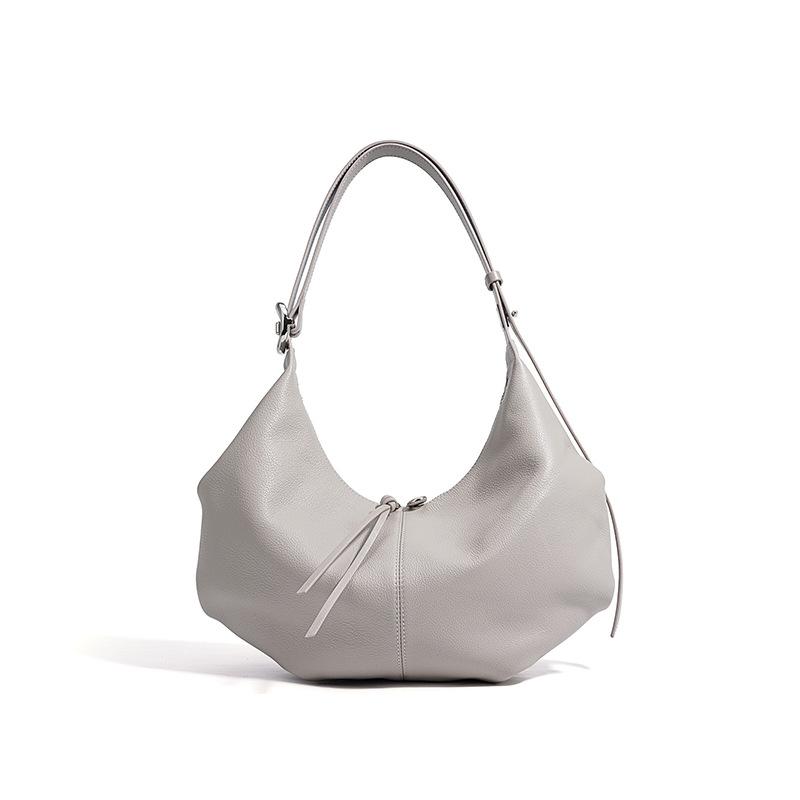 Dumpling bag zipper niche versatile first layer cowhide messenger bag women's large capacity high-end women's leather underarm bag