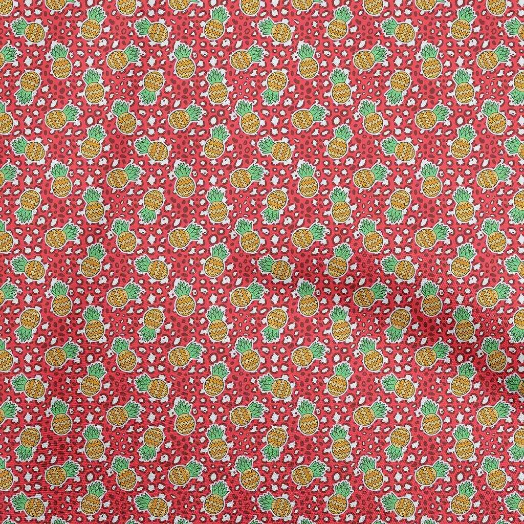 oneOone Cotton Flex Fuschia Pink Fabric Pineapple With Animal Skin Craft Projects Decor Fabric Printed By The Yard 40 Inch