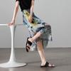 SOFSIL Women's A-Line Artistic Print Pleated Midi Skirt