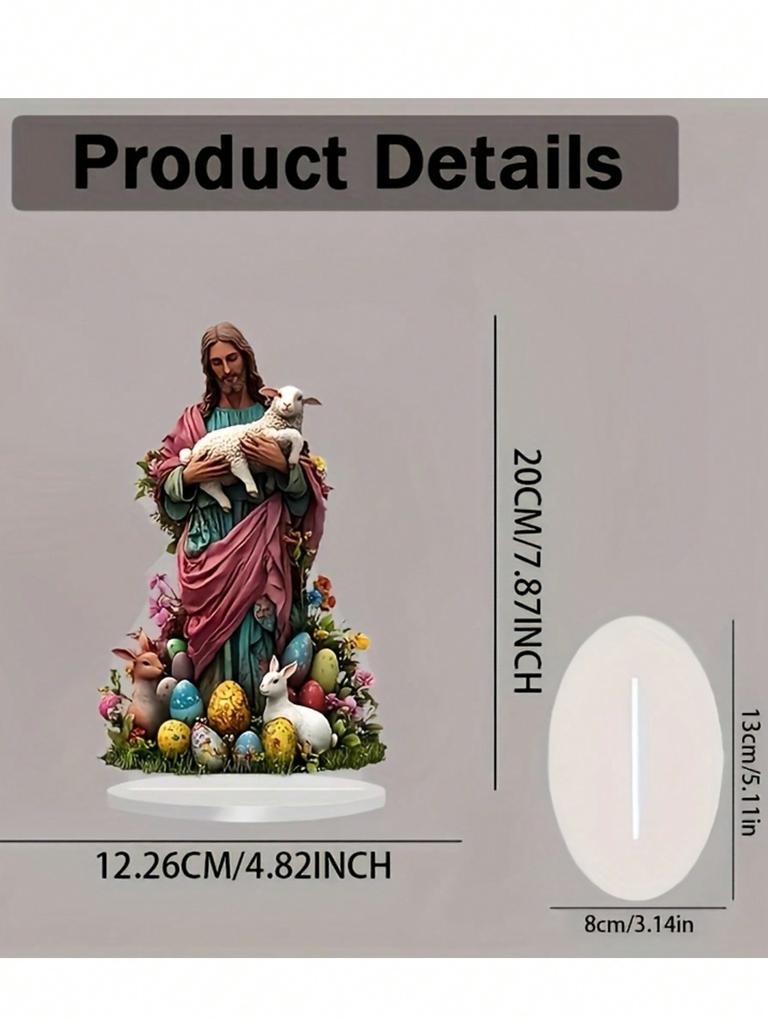1pcs Bohemian style Easter Jesus and Lamb tabletop decoration, perfect for office desks, cafes, and bedrooms