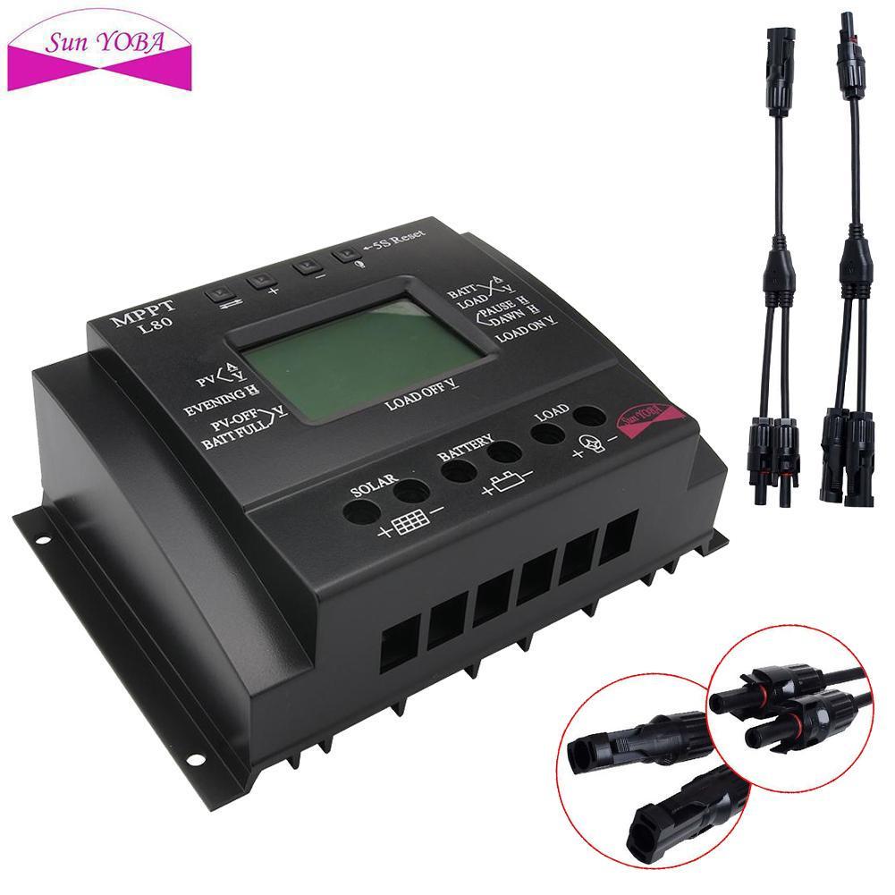 12 24v 60 80a Lcd Mppt Solar Panel Charge Controller Usb Port Y Mc4 Connector Buy At A Low Prices On Joom E Commerce Platform