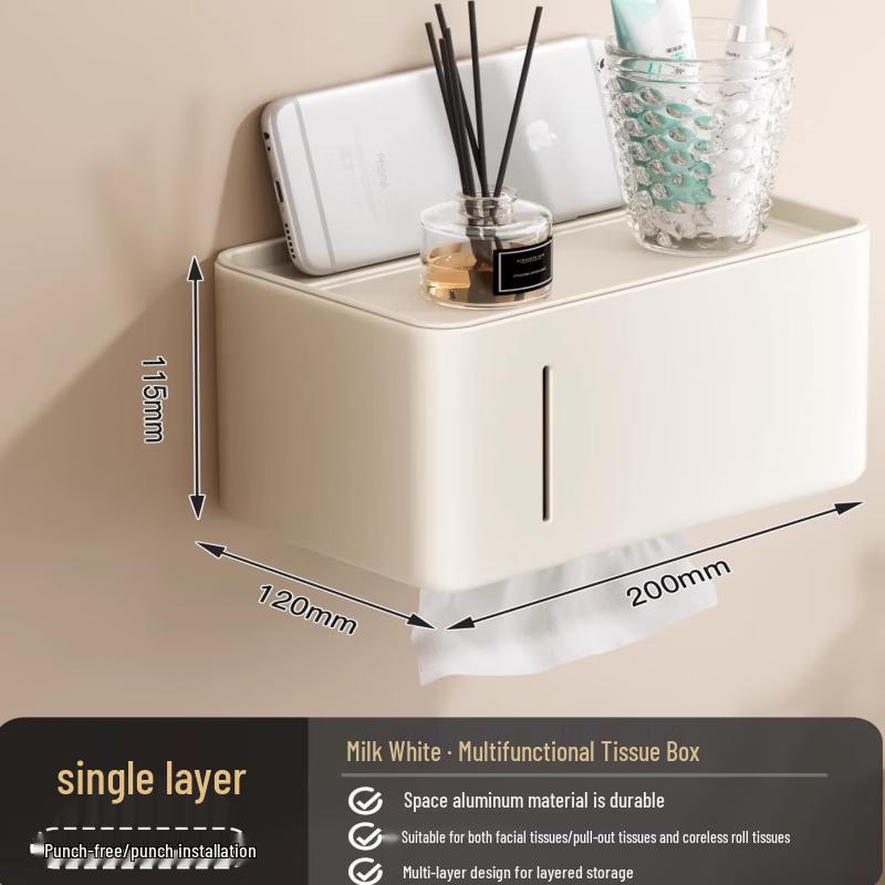 CMAOS Bathroom Wall-Mounted Tissue Box & Toilet Roll Holder