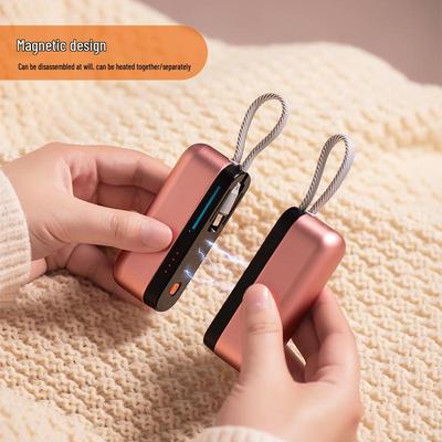 Quick Heat Magnetic Hand Warmer & Power Bank with Built-in Cable - Compact Storage & High Capacity