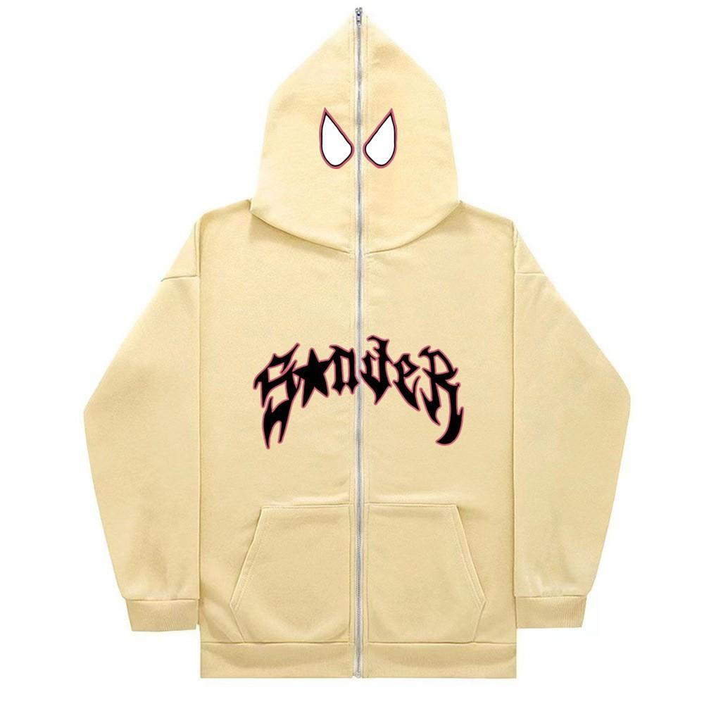 Y2k Women Spider Print Hoodies Women Hip Hop Zipper Long Sleeve Jacket Coats Autumn Winter Harajuku Casual Loose Hooded Sweatshirt