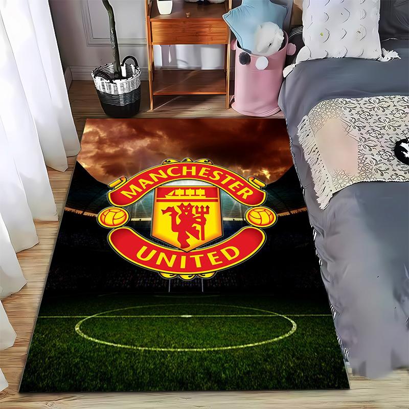 "Manchester United Logo Carpet, Stadium Background, Sports Fan Rug" Suitable for Use As an Anti-slip for Living Room Bedroom Sofas