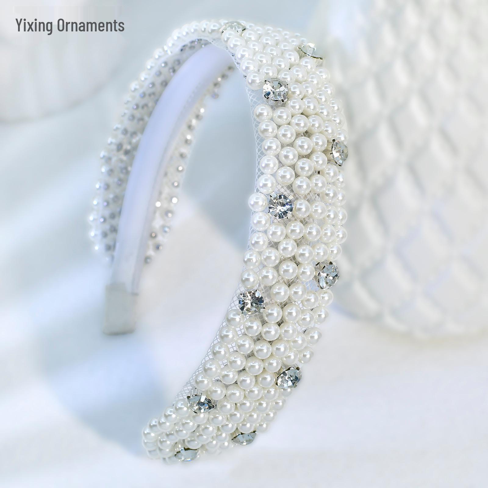 Yixing Fashion Pearl Rhinestone Headband & Hair Clips for Daily Wear A421