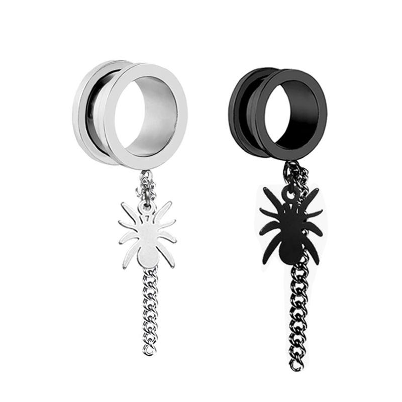 

1 пара подвесок в виде внешней спиральной цепочки-паука с расширителем для ушей и расширителем для ушей, популярные серьги для пирсинга, ювелирные изделия 6mm серебряный