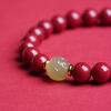 Natürliches Authentisches Zinnoberarmband für das Sternzeichen Drache, Hetian Jade Lotusperlenarmband für Männer und Frauen, Glücksperlen-Geschenk
