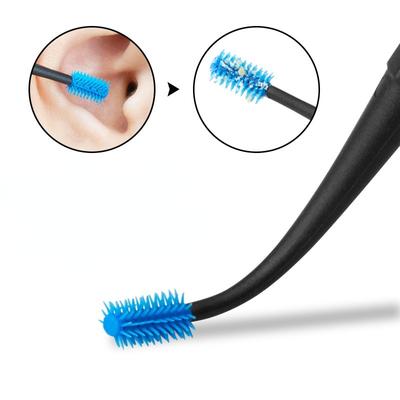 Palheta de ouvido de silicone macio, palheta de ouvido com ponta dupla, removedor de cera de ouvido, ferramenta de limpeza com design espiral