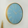 Muyika Pino Real Glass 42 cm Silent Mechanism Wall Clock, Blue Gold, Crema Gold, Colorful Wall Clocks, Home Design, Modern Wall Clocks