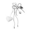 Korean Trendy Leather Heart Bow Keychain Delicate Beaded Keyring Car Key Holder Bag Pendant Decoration For Girls Gift