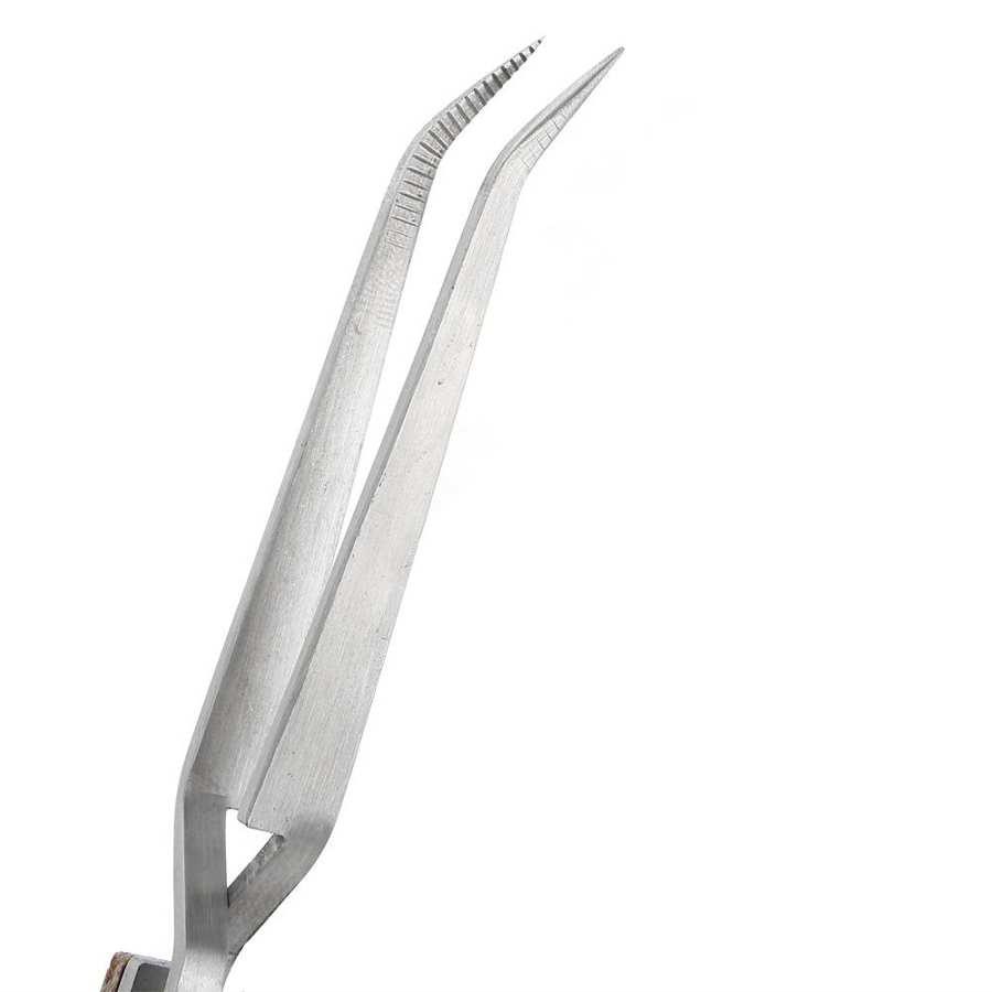Pro Jewelry Lötpinzette, gerade, gebogene Spitze, selbstsichernde Schweißpinzette, Kreuzverriegelung, Schmuckherstellung, Bastelwerkzeug für Juweliere