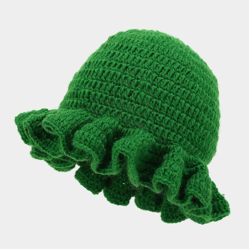 Handmade crochet ruffled wool hat fashion colorful hat men's and women's ruffle edge hat