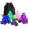 50 Pcs Six Sided Dot Dice 16mm Colored Dice with Drawstring Bag Learning Resource Game Dice for Dice Game Math Teaching