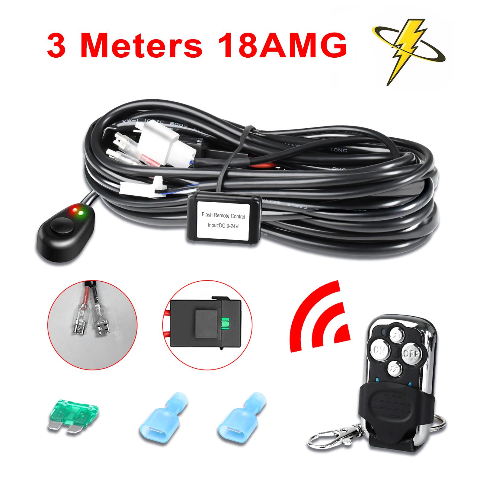 LED Light Bar Wiring Harness Kit, 2  s Wireless Remote Control Wiring Harness Kit 18AWG   Cable Wiring Harness Kit for Car Fog Lights Work Driving