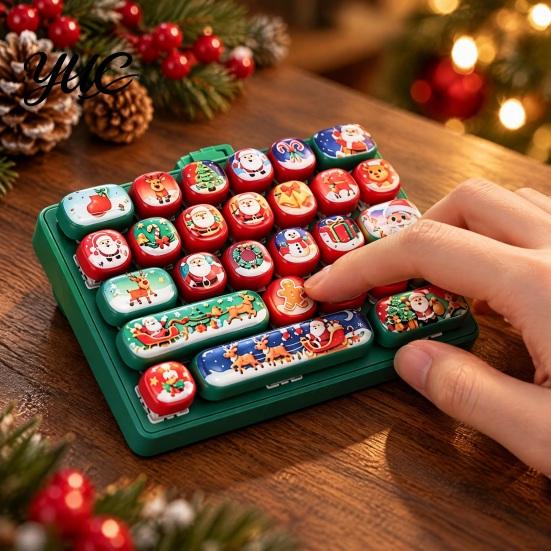 Sensory Fidget Tools for Boredom Christmas 26 Keys Keyboard Toy Keychain, Click Keyboard, Portable Stress Relief Toys Adults Toy, Stocking Stuffer