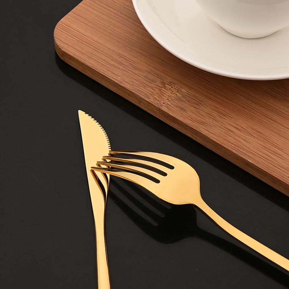 30Pcs/Set Stainless Steel Dinner Mirror Gold Dinnerware Set Knife Dessert Fork Spoon Cutlery Set Kitchen Flatware Silverware Set