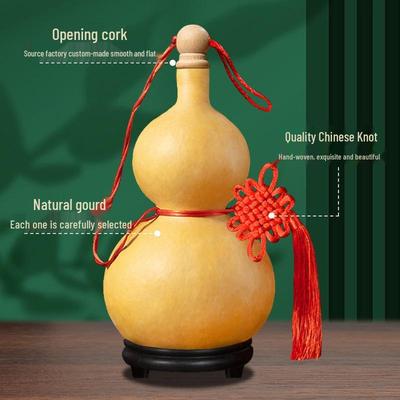 Ornement de porte en forme de gourde avec des pièces des Cinq Empereurs et un nœud chinois