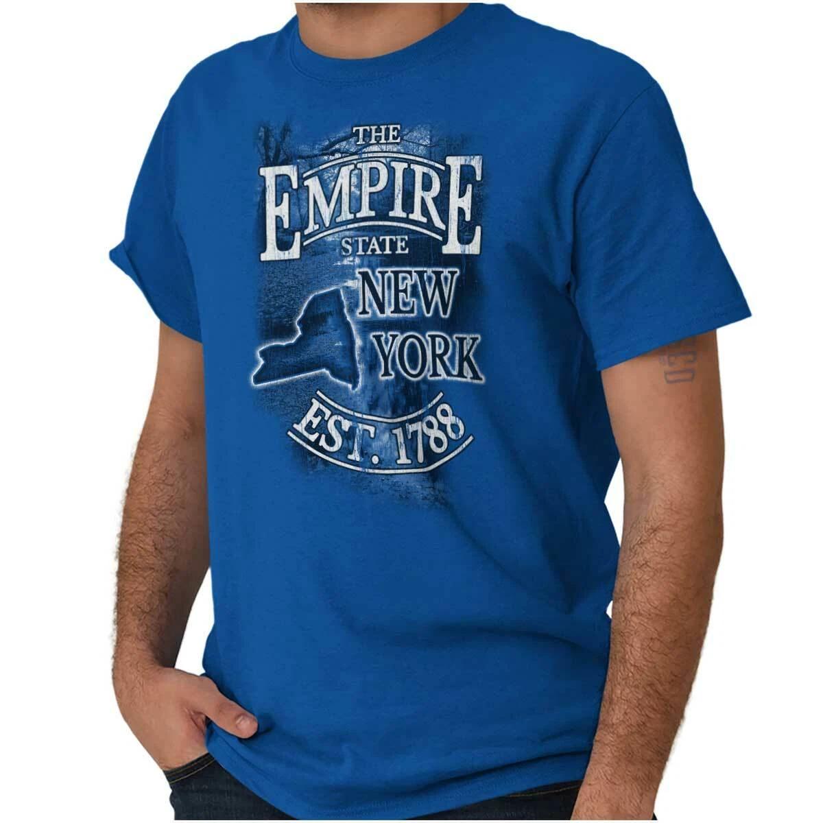 New York The Empire State Map Tourist NY Gift Adult Short Sleeve Crewneck Tee L