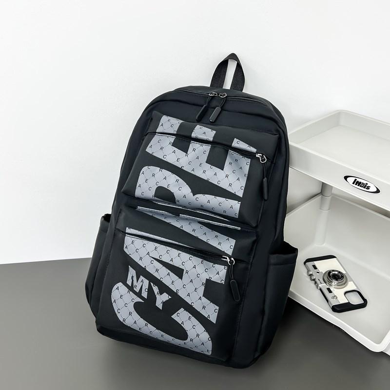 Letter Print Men's Backpack Women's Backpack Large Capacity Student Schoolbag