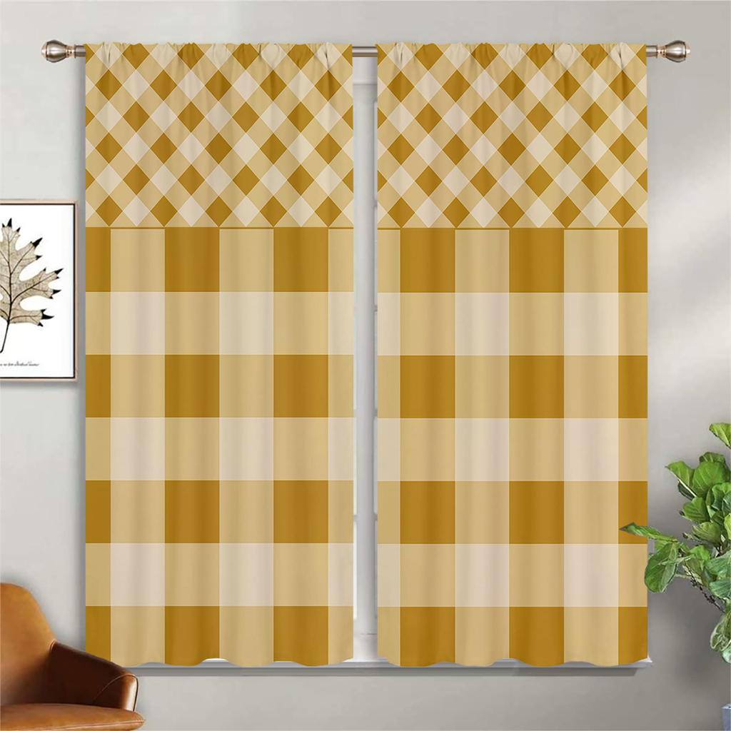 Minimalistisk Vind Svartvitt Färg Randig Rutig Gardin 2 Paneler Modern Hem Vardagsrum Sovrum Balkong Dekorativa Gardiner