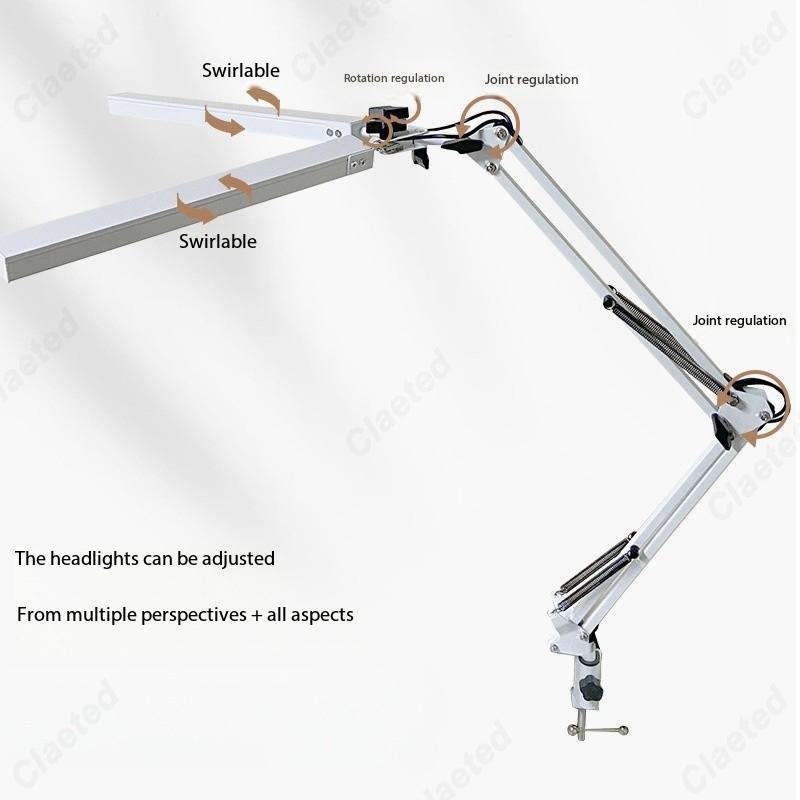 New LED Folding Long Arm Learning Eye Protection Reading Desk Lamp Bedroom Bedside Dormitory Study Lighting Beauty Clip Lamp