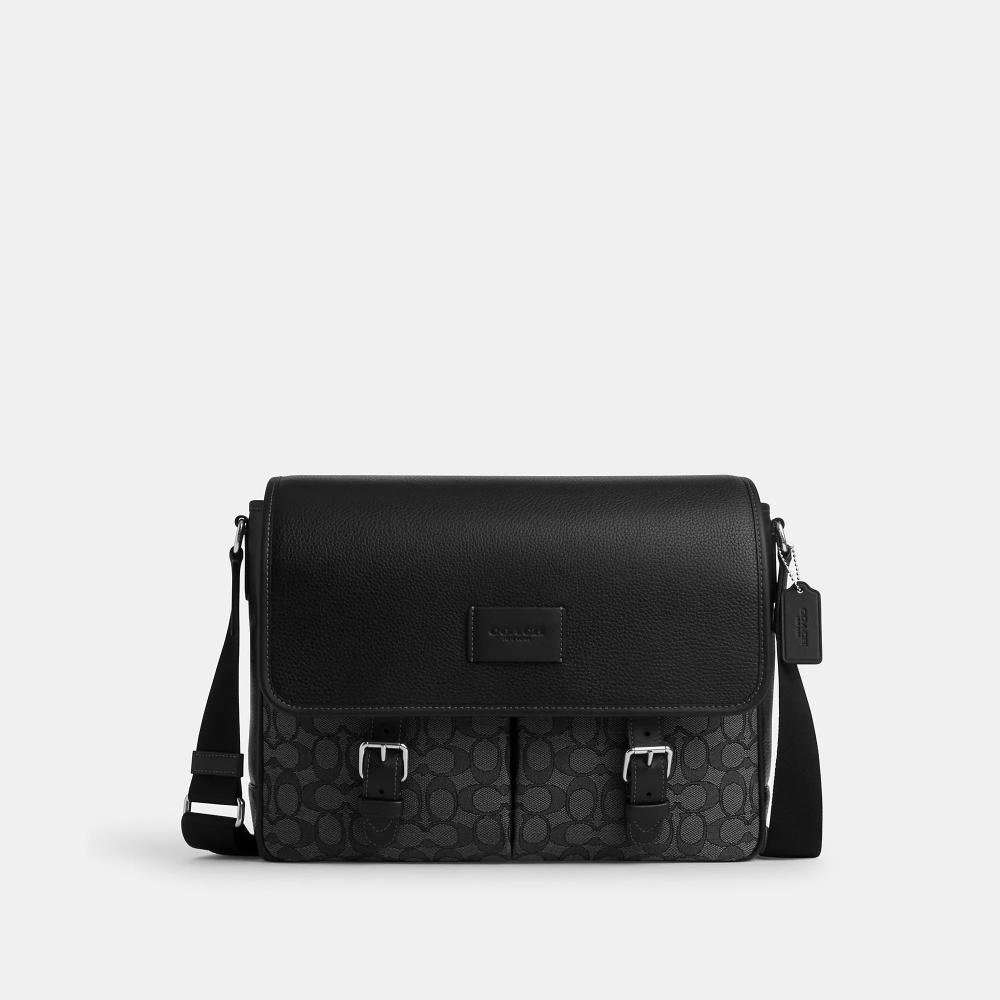 

Coach SprInt Messenger In Signature Jacquard Silver Charcoal Black One Size
