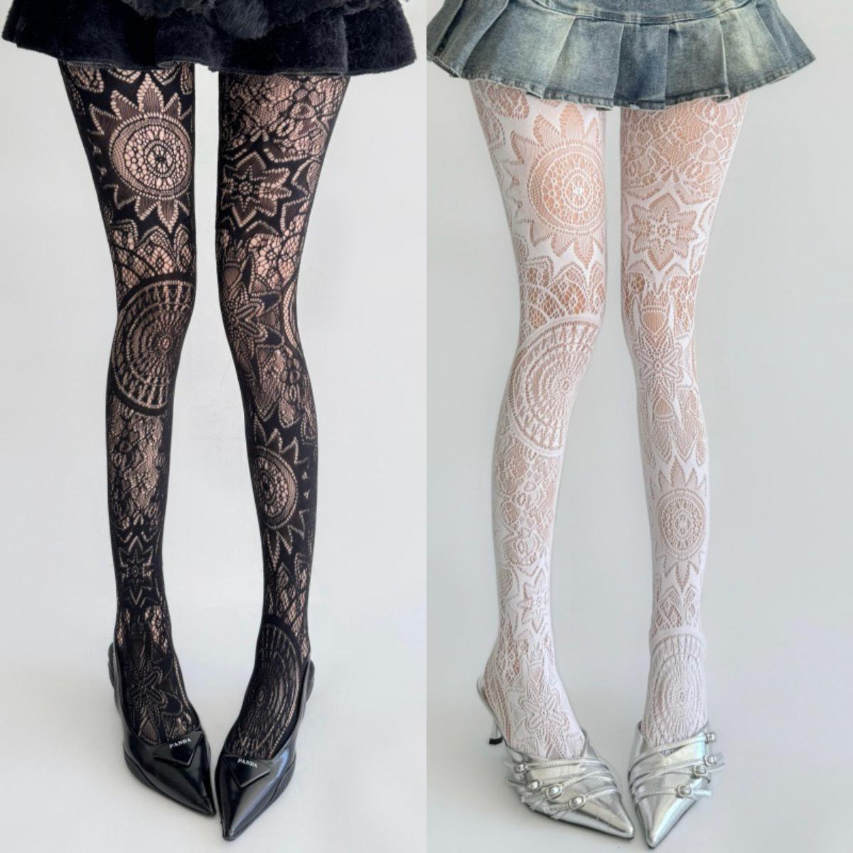 

2 Pairs New Jacquard Fishnet Tights For Women Y2K Goth Fashion See Through Mesh Sheer Halloween Stockings Summer Thin Pantyhose One Size