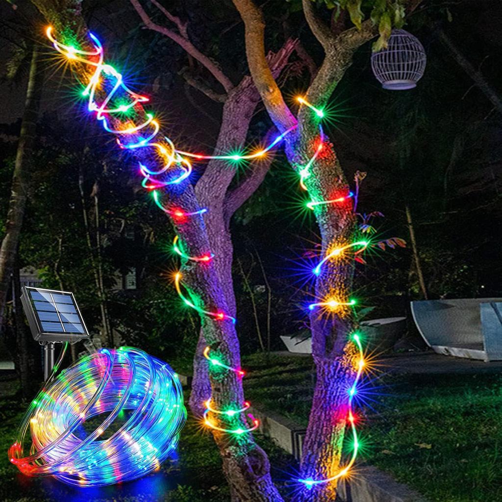 Outdoor Solar LED Rainbow Tube String Lights for Courtyard and Christmas Decor
