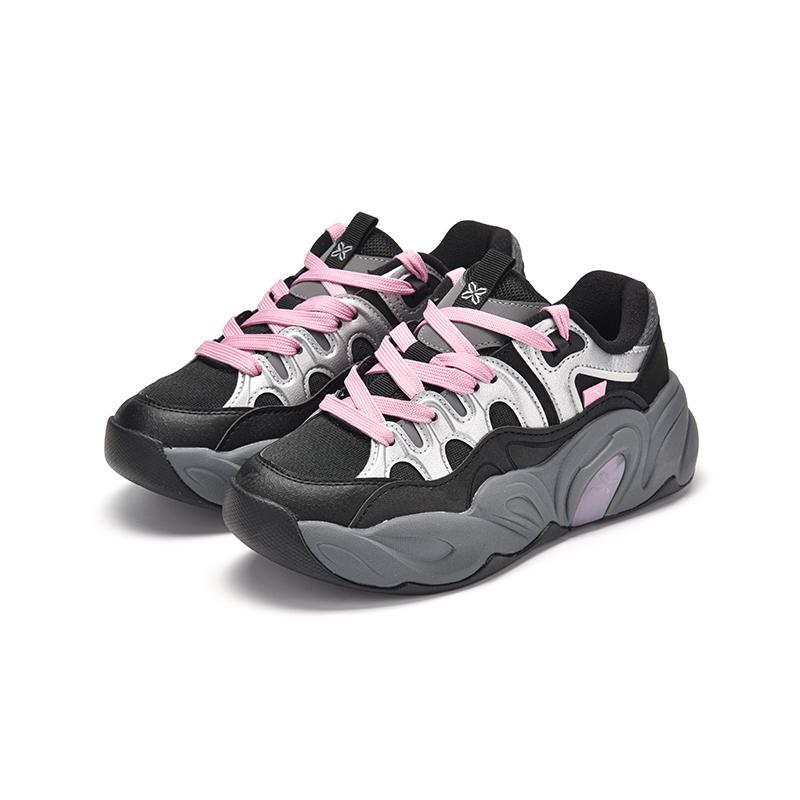 Anta Duo Duo Shoes Comfortable Versatile Non-Slip Wear-Resistant Breathable Low-Top Dad Shoes Women sneaker Black White 122538888R-4