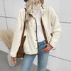 Color Block Fleece-Lined Stand Collar Women's Cardigan - 2025 Autumn/Winter Collection