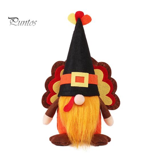 Thanksgiving Turkey Gnome Decor Halloween Plush Decorations, Handmade Scandinavian Tomte for Autumn Tiered Tray Decoration Fall Table Decor,