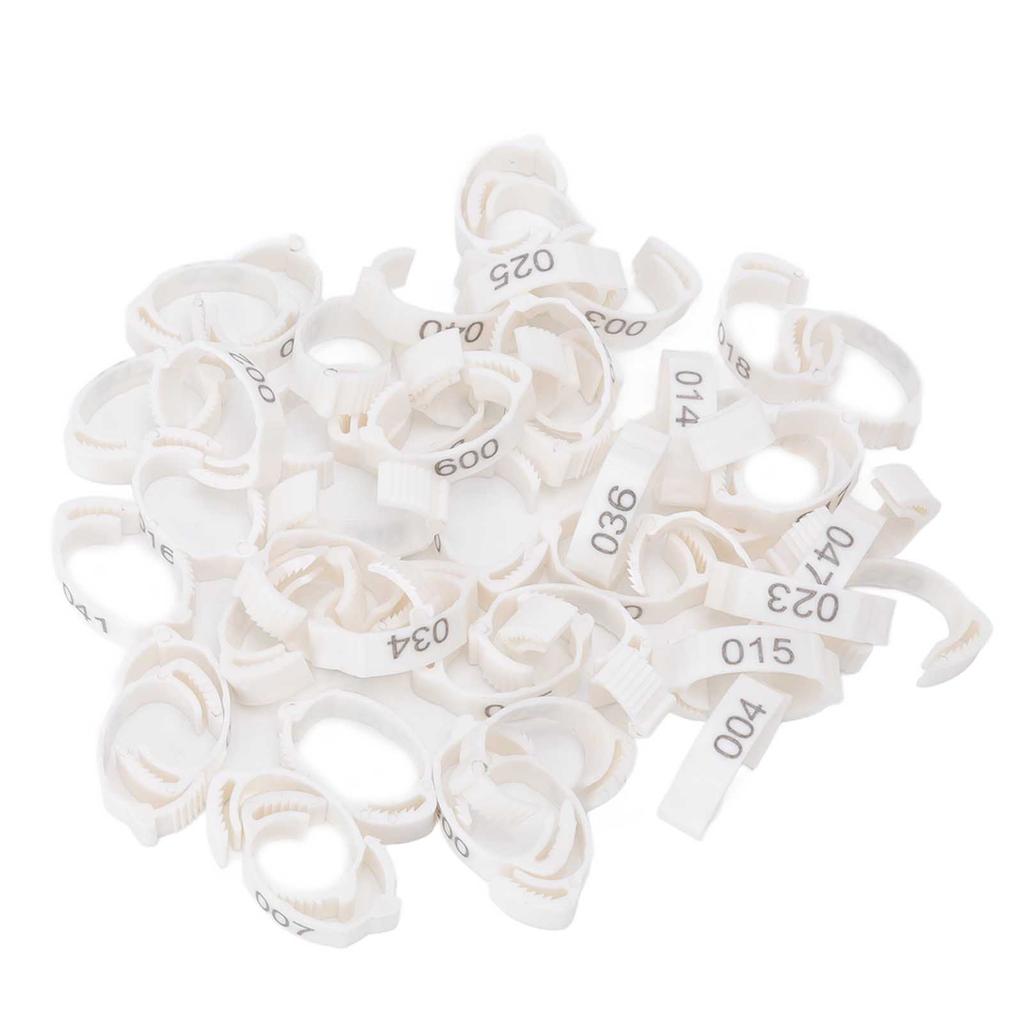 50 ks Drůbeží kroužky na nohy Číslované Identifikační kroužky pro kuřata Holuby Kachny Husy Bílé