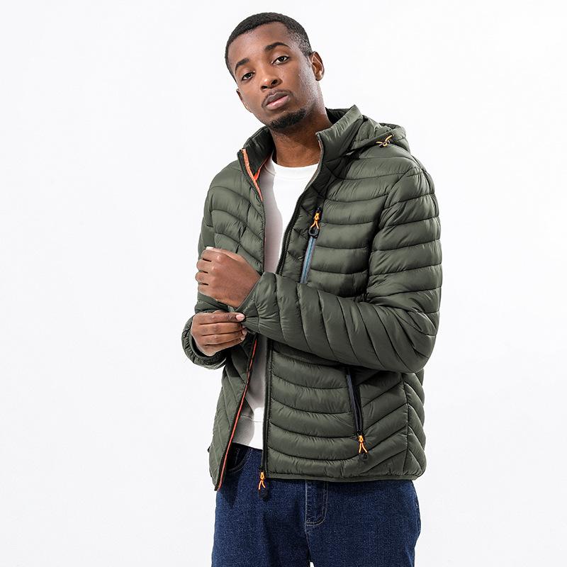 

Winter down jacket light and thin cotton-padded jacket men s warm cotton-padded jacket removable hat cotton-padded jacket M