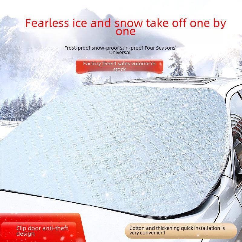 New Winter Car Thickened Snow Shield for Frost Protection, Magnetic Front Half Cover with Aluminum Film Universal Fit