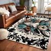 Alpaca Skull Floral Area Rug: Non-Slip Decor Mat for Living Room, Bedroom, Bathroom, Kitchen, Indoor Home Decoration