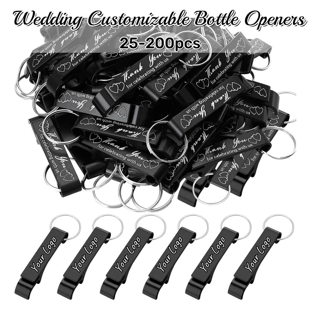 25-200Pcs Bottle Opener Keychains Wedding Thank You Gifts for Guest Portable Mental Wine Beer Openers for Party Birthday Favors