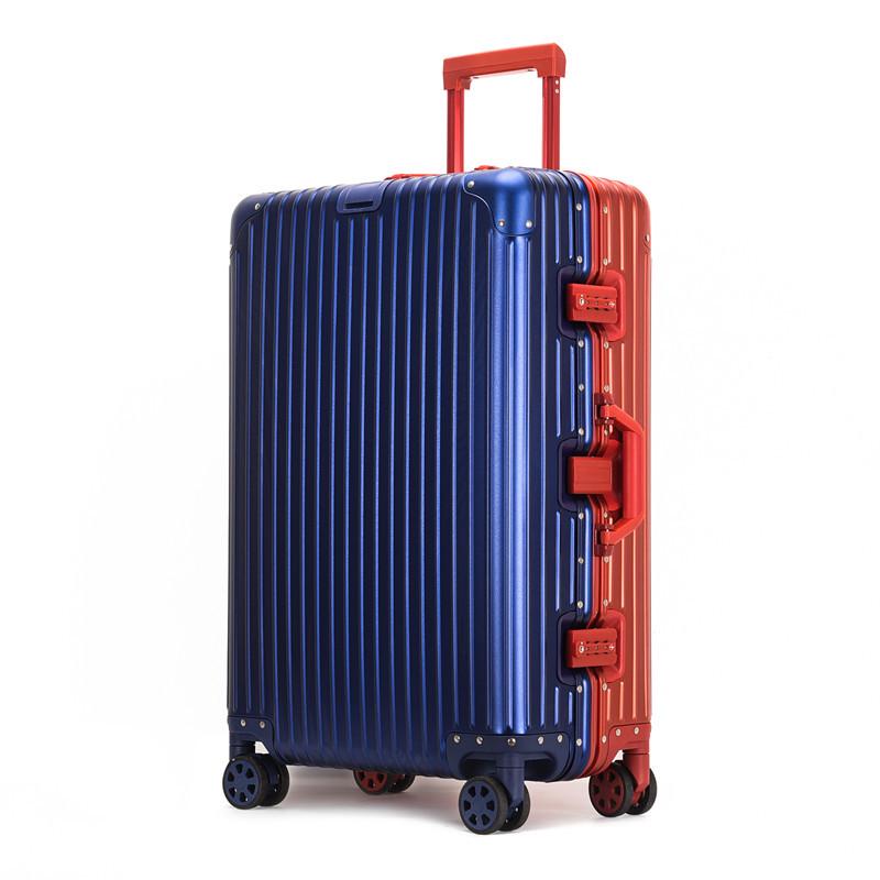 Valiză de cabină din aliaj aluminiu-magneziu, geantă de călătorie unisex cu troler, valiză de călătorie complet metalică, design durabil și elegant