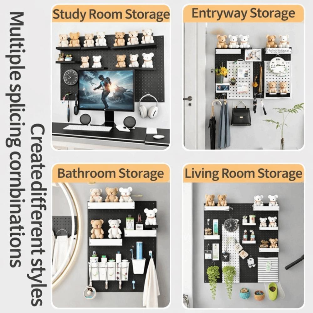 Wall-Mounted Storage Board with Hooks Space-Saving Storage Organizer Board DIY Storage Display Rack