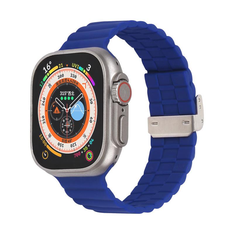 Luxury Loop Wave Buckle Bamboo Joint Silicone for Samsung Watch Strap 22mm Push Button Watch Band for Apple Watch