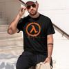 Graffiti Style Unisexs Tshirt Orange Lambda Symbol And Tobfation Text Summer Casual Wear For Gaming Fans And Tech Enthusiasts 202