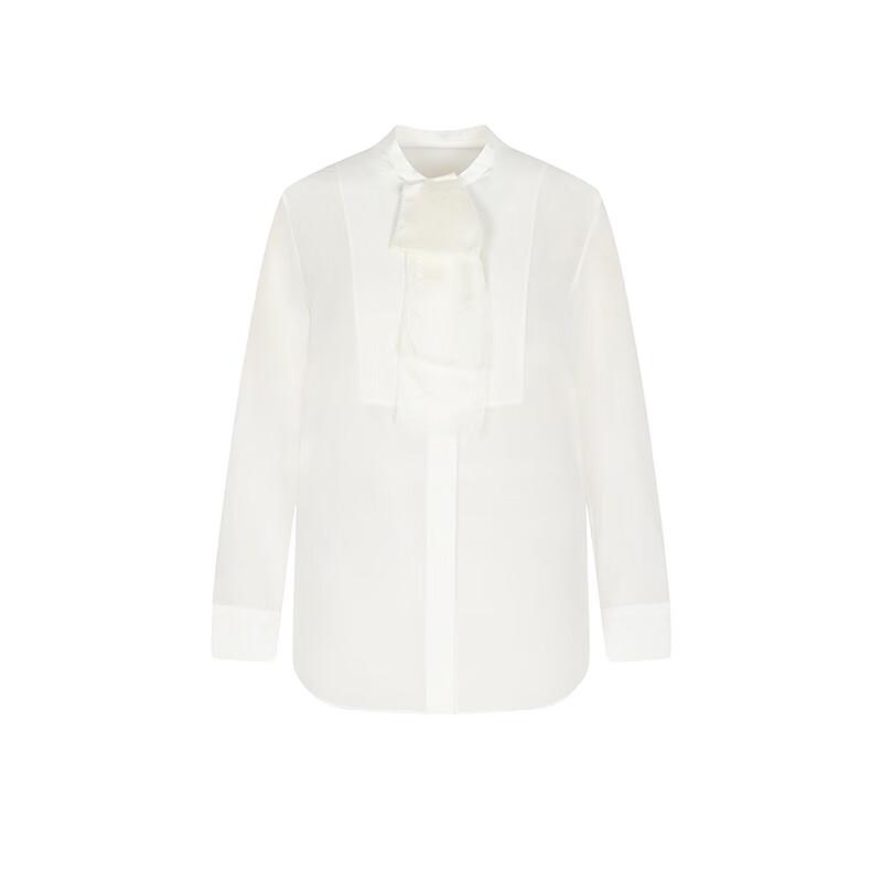 LESS 2025 Spring Loose-Fit Long Sleeve Stand-Collar Silk Blend Shirt